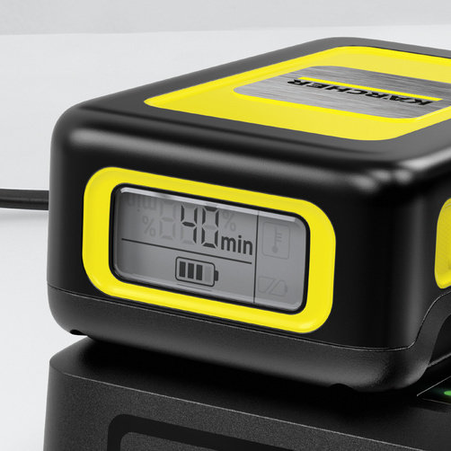 Быстрозарядное устройство Karcher Battery Power 18 В - <h3>Быстрозарядное устройство</h3>
Заряжает сменный аккумулятор Karcher Battery Power 18 В / 2,5 Ач до уровня 80 % за 44 минуты. Заряжает сменный аккумулятор Karcher Battery Power 18 В / 5,0 Ач до уровня 80 % за 94 минуты.