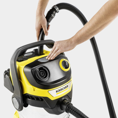 Хозяйственный пылесос Karcher WD 5 S V-25/5/22 - <h3>Система очистки фильтра</h3>
<p>
	 Сильные потоки воздуха перемещают грязь из фильтра в контейнер одним нажатием кнопки. Полная мощность всасывания быстро восстанавливается.
</p>