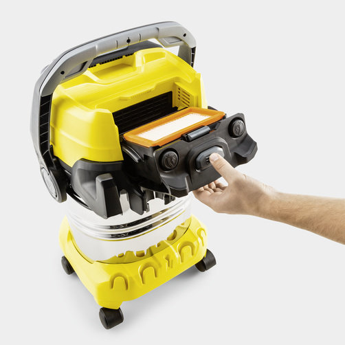 Хозяйственный пылесос Karcher WD 6 P S V-30/6/22/T - <h3>Штепсельная розетка с автоматикой включения / отключения для работы с электроинструментами</h3>
Немедленный сбор пыли и стружки, образующихся при строгании, пилении или шлифовании. Пылесос автоматически включается и выключается синхронно с электроинструментом.