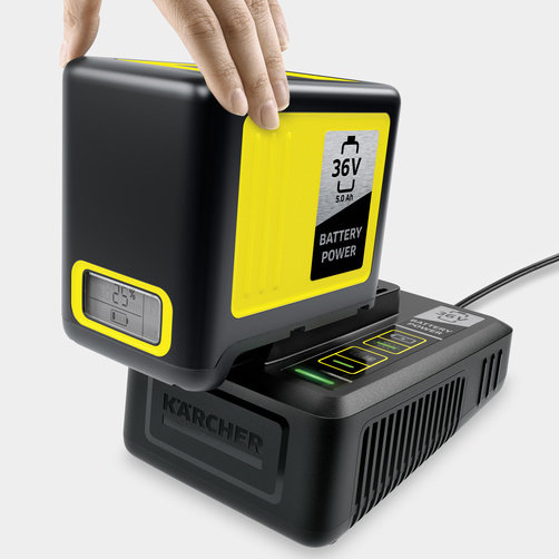 Стартер комплект Karcher Battery Power 36/50 - <h3>Инновационная технология Real Time</h3>
ЖК-дисплей постоянно отображает состояние заряда, время до окончания процесса заряда или запас времени работы.