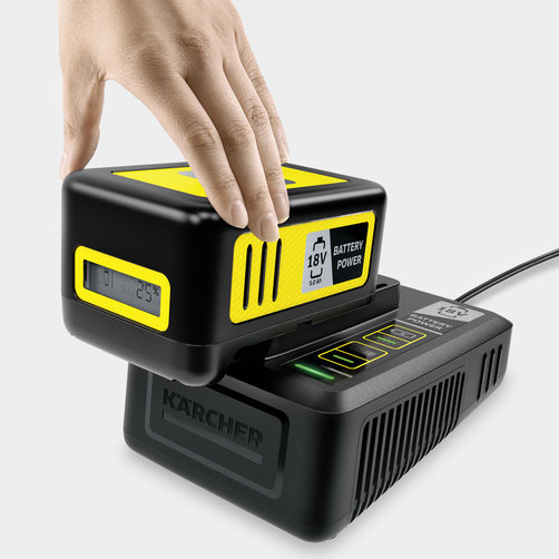 Стартер Комплект Karcher Battery Power 18/50 - <h3>Инновационная технология Real Time</h3>
ЖК-дисплей постоянно отображает состояние заряда, время до окончания процесса заряда или запас времени работы.