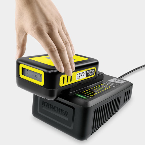 Стартер комплект Karcher Battery Power 18/25 - <h3>Инновационная технология Real Time</h3>
ЖК-дисплей постоянно отображает состояние заряда, время до окончания процесса заряда или запас времени работы.