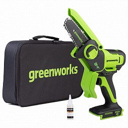 Аккумуляторная цепная мини-пила Greenworks G24MCS10 10см, 24v (без АКБ и З/У) - изображение 2